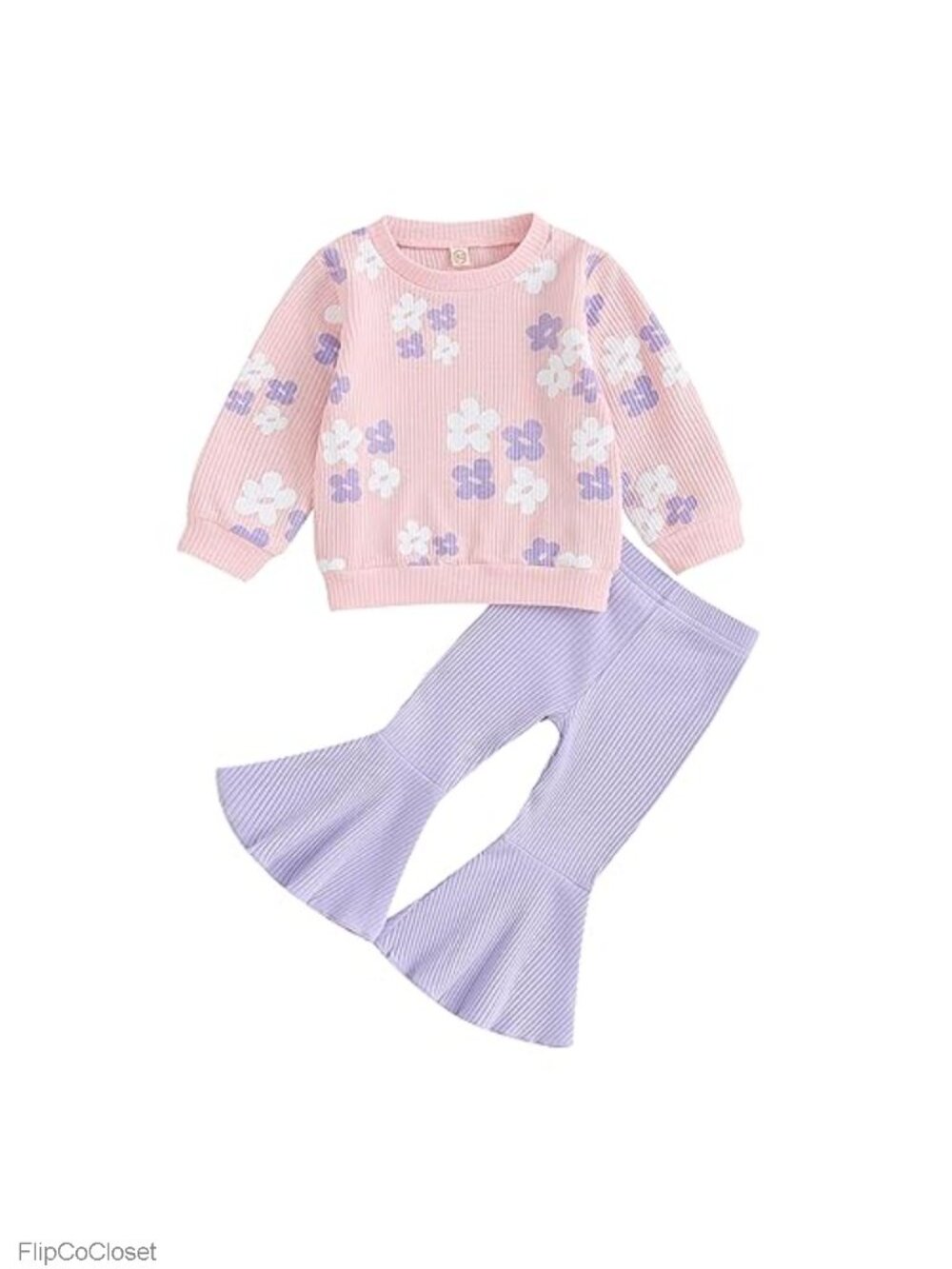 Toddler Girls 2-Piece Sweatshirt and Flare Pants Set Cotton Blend Fall Outfit